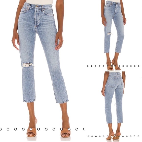 Agolde Jeans Riley High Rise Straight leg Crop Jeans in Endeavor 23 - Picture 1 of 10